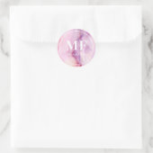 Elegant Paarse Waterverf Agate Pattern - Monogram Ronde Sticker (Tas)