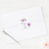 Elegant Paarse Waterverf Bloem Bruiloft Ronde Sticker (Envelop)