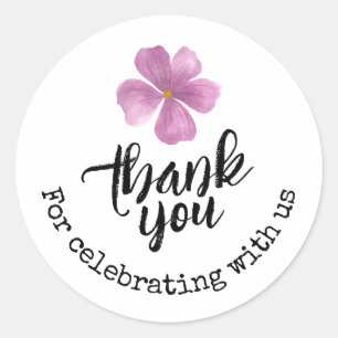 Elegant Paarse Waterverf Bloem Favor Ronde Sticker