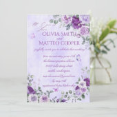 Elegant Paarse Waterverf Bloem Kaart (Staand voorkant)