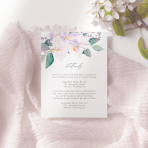 Elegant Paarse Waterverf bloemen & groen Informatiekaartje