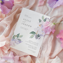 Elegant Paarse Waterverf bloemen & groen