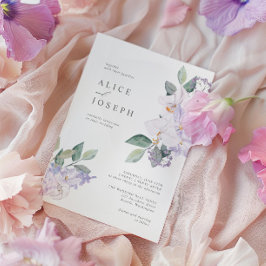 Elegant Paarse Waterverf bloemen & groen Kaart