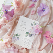 Elegant Paarse Waterverf bloemen & groen