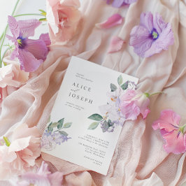 Elegant Paarse Waterverf bloemen & groen Kaart