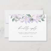 Elegant Paarse Waterverf bloemen & groen RSVP Kaartje (Voorkant)