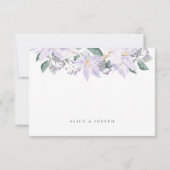 Elegant Paarse Waterverf bloemen & groen RSVP Kaartje (Achterkant)