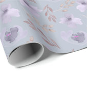 Elegant Paarse Waterverf bloemmotief Cadeaupapier (Rol Hoek)