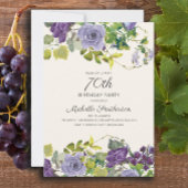 Elegant Paarse Waterverf Floral 70e verjaardag Kaart