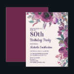 Elegant Paarse Waterverf Floral 80th Birthday Kaart<br><div class="desc">Mooie botanische lila en paarse waterverf florale uitnodiging voor vrouwen op 80ste verjaardag. Neem contact met ons op voor hulp bij aanpassingen of om passende producten aan te vragen.</div>