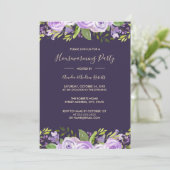 Elegant Paarse Waterverf Floral Housewarming Kaart (Staand voorkant)