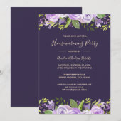 Elegant Paarse Waterverf Floral Housewarming Kaart (Voorkant / Achterkant)