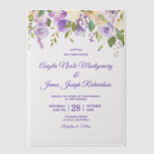 Elegant Paarse Waterverf Floral Modern Wedding Vellum Uitnodigingen (Voorkant)