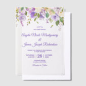 Elegant Paarse Waterverf Floral Modern Wedding Vellum Uitnodigingen (Offset)