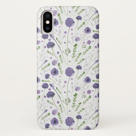 Elegant Paarse Waterverf Floral Pattern Case-Mate iPhone Case (Achterkant)