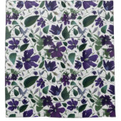 Elegant Paarse Waterverf Floral Pattern Douchegordijn (Voorkant)