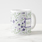 Elegant Paarse Waterverf Floral Pattern Grote Koffiekop (Voorkant rechts)
