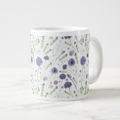 Elegant Paarse Waterverf Floral Pattern Grote Koffiekop (Voorkant rechts)