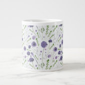 Elegant Paarse Waterverf Floral Pattern Grote Koffiekop (Voorkant)