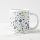 Elegant Paarse Waterverf Floral Pattern Grote Koffiekop (Rechts)