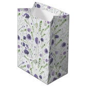 Elegant Paarse Waterverf Floral Pattern Medium Cadeauzakje (Voorkant Gekanteld)