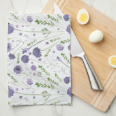 Elegant Paarse Waterverf Floral Pattern Theedoek (Quarter Fold)