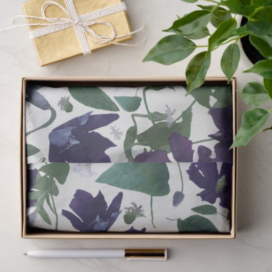 Elegant Paarse Waterverf Floral Pattern Tissuepapier (Geschenk)