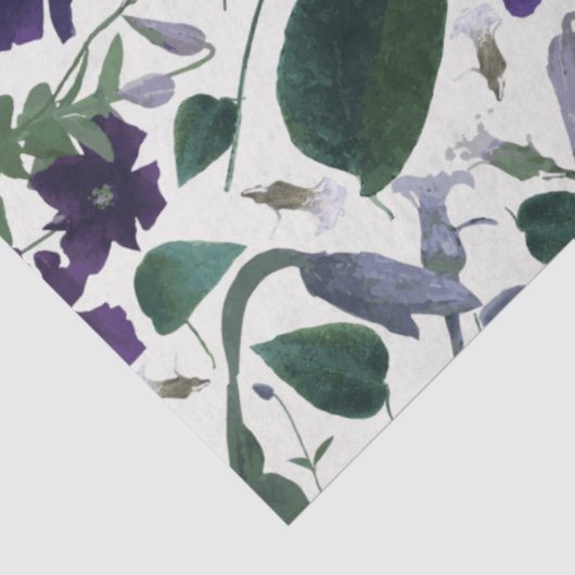 Elegant Paarse Waterverf Floral Pattern Tissuepapier (Detail)