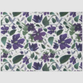 Elegant Paarse Waterverf Floral Pattern Tissuepapier (Voorkant)