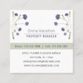 Elegant Paarse Waterverf Floral Pattern Vierkante Visitekaartje (Achterkant)