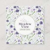 Elegant Paarse Waterverf Floral Pattern Vierkante Visitekaartje (Voorkant)