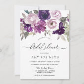 Elegant Paarse Waterverf Floral Vrijgezellenfeest Kaart (Voorkant)