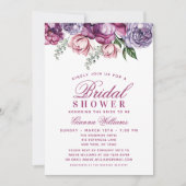 Elegant Paarse Waterverf Floral Vrijgezellenfeest Kaart (Voorkant)