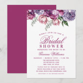 Elegant Paarse Waterverf Floral Vrijgezellenfeest Kaart (Voorkant / Achterkant)