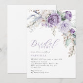 Elegant Paarse Waterverf Floral Vrijgezellenfeest Kaart (Voorkant / Achterkant)