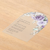 Elegant Paarse Waterverf Floral Wedding Acryl Uitnodigingen (Laagn)