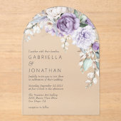 Elegant Paarse Waterverf Floral Wedding Acryl Uitnodigingen (Voorkant)