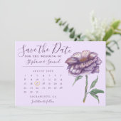 Elegant Paarse Waterverf Floral Wedding Agenda Save The Date (Staand voorkant)