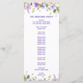 Elegant Paarse Waterverf Floral Wedding Ceremony Programmakaart (Achterkant)