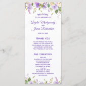 Elegant Paarse Waterverf Floral Wedding Ceremony Programmakaart (Voorkant)