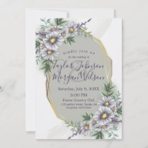 Elegant Paarse Waterverf Floral Wedding Invitatio