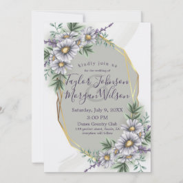 Elegant Paarse Waterverf Floral Wedding Invitatio Kaart