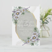 Elegant Paarse Waterverf Floral Wedding Invitatio Kaart (Staand voorkant)