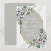 Elegant Paarse Waterverf Floral Wedding Invitatio Kaart (Voorkant / Achterkant)