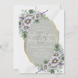 Elegant Paarse Waterverf Floral Wedding Invitatio Kaart