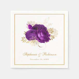 Elegant Paarse Waterverf Floral Wedding Paper Servet