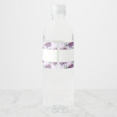 Elegant Paarse Waterverf Floral Wedding Reception Waterfles Etiket (Achterkant)