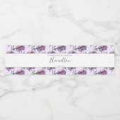 Elegant Paarse Waterverf Floral Wedding Reception Waterfles Etiket (Enkel label)