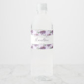 Elegant Paarse Waterverf Floral Wedding Reception Waterfles Etiket (Voorkant)