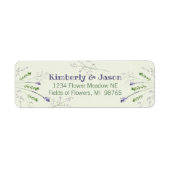 Elegant Paarse Waterverf Flowers Etiket (Voorkant)